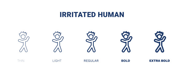 Fototapeta premium irritated human icon. Thin, light, regular, bold, black irritated human icon set from feeling and reaction collection. Editable irritated human symbol can be used web and mobile