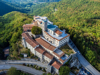 Obraz premium Ancient fortified sanctuary of Castemonte. Spiritual lookout over the Natisone valleys.