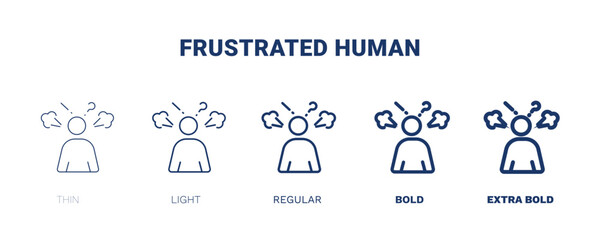 frustrated human icon. Thin, light, regular, bold, black frustrated human icon set from feeling and reaction collection. Editable frustrated human symbol can be used web and mobile