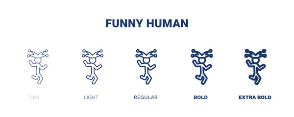 funny human icon. Thin, light, regular, bold, black funny human icon set from feeling and reaction collection. Editable funny human symbol can be used web and mobile