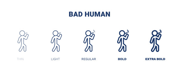bad human icon. Thin, light, regular, bold, black bad human icon set from feeling and reaction collection. Editable bad human symbol can be used web and mobile