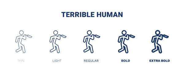 terrible human icon. Thin, light, regular, bold, black terrible human icon set from feeling and reaction collection. Editable terrible human symbol can be used web and mobile