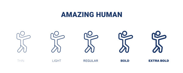 amazing human icon. Thin, light, regular, bold, black amazing human icon set from feeling and reaction collection. Editable amazing human symbol can be used web and mobile