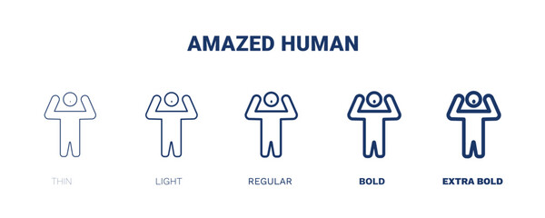 amazed human icon. Thin, light, regular, bold, black amazed human icon set from feeling and reaction collection. Editable amazed human symbol can be used web and mobile