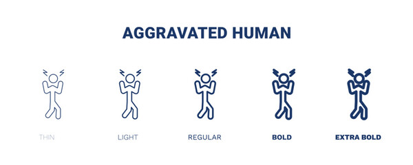 aggravated human icon. Thin, light, regular, bold, black aggravated human icon set from feeling and reaction collection. Editable aggravated human symbol can be used web and mobile