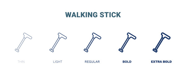 walking stick icon. Thin, light, regular, bold, black walking stick icon set from medical collection. Editable walking stick symbol can be used web and mobile