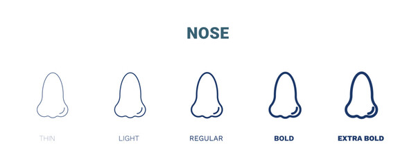 nose icon. Thin, light, regular, bold, black nose icon set from medical collection. Editable nose symbol can be used web and mobile