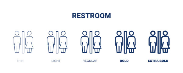 restroom icon. Thin, light, regular, bold, black restroom icon set from museum and exhibition collection. Editable restroom symbol can be used web and mobile