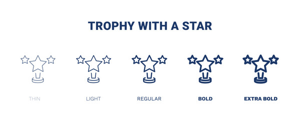 trophy with a star icon. Thin, light, regular, bold, black trophy with a star icon set from cinema and theater collection. Editable trophy with a star symbol can be used web and mobile