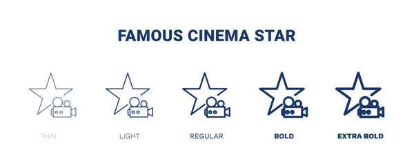 famous cinema star icon. Thin, light, regular, bold, black famous cinema star icon set from cinema and theater collection. Editable famous cinema star symbol can be used web and mobile