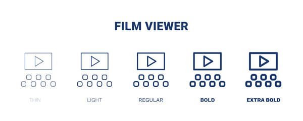 film viewer icon. Thin, light, regular, bold, black film viewer icon set from cinema and theater collection. Editable film viewer symbol can be used web and mobile