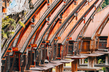 traditional tongkonan houses in rantepao, indonesia