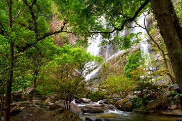 Obraz premium Khlong Lan Waterfall in the rainforest