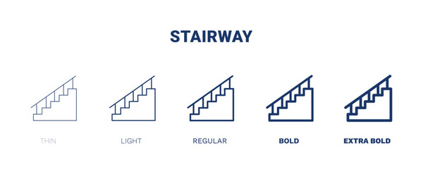 stairway icon. Thin, light, regular, bold, black stairway icon set from hotel and restaurant collection. Editable stairway symbol can be used web and mobile