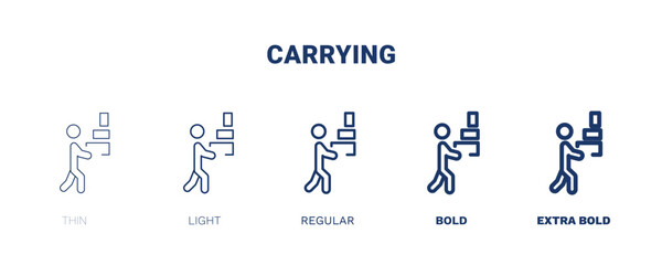 carrying icon. Thin, light, regular, bold, black carrying icon set from humans and behavior collection. Editable carrying symbol can be used web and mobile