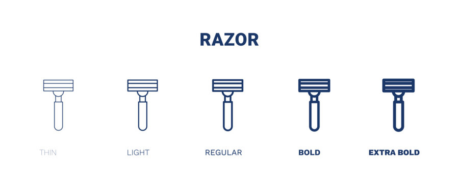 razor icon. Thin, light, regular, bold, black razor icon set from beauty and elegance collection. Editable razor symbol can be used web and mobile