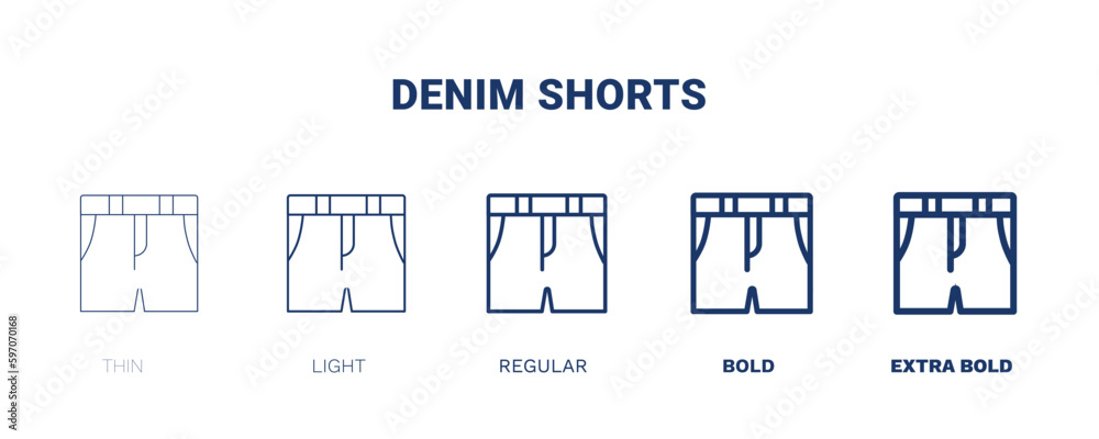 Canvas Prints denim shorts icon. thin, light, regular, bold, black denim shorts icon set from clothes and outfit c