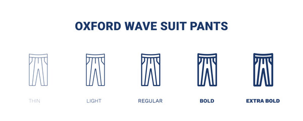 oxford wave suit pants icon. Thin, light, regular, bold, black oxford wave suit pants icon set from clothes and outfit collection. Editable oxford wave suit pants symbol can be used web and mobile