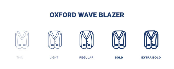 oxford wave blazer icon. Thin, light, regular, bold, black oxford wave blazer icon set from clothes and outfit collection. Editable oxford wave blazer symbol can be used web and mobile