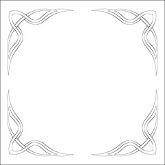 Elegant black and white monochrome ornamental border for greeting cards, banners, invitations. Vector frame for all sizes and formats. Isolated vector illustration.	