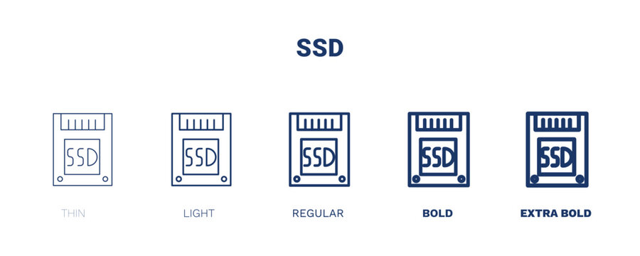 ssd icon. Thin, light, regular, bold, black ssd icon set from electronic device and stuff collection. Editable ssd symbol can be used web and mobile