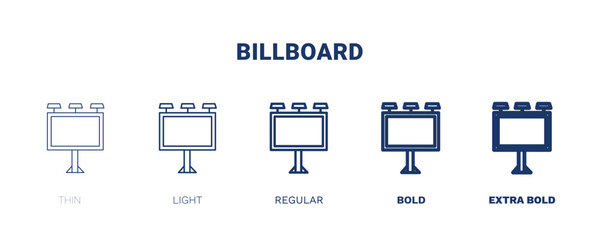 billboard icon. Thin, light, regular, bold, black billboard icon set from real estate industry collection. Editable billboard symbol can be used web and mobile