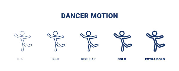 dancer motion icon. Thin, light, regular, bold, black dancer motion icon set from sport and games collection. Editable dancer motion symbol can be used web and mobile