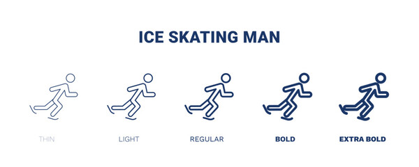 ice skating man icon. Thin, light, regular, bold, black ice skating man icon set from sport and games collection. Editable ice skating man symbol can be used web and mobile