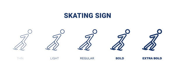 skating sign icon. Thin, light, regular, bold, black skating sign icon set from sport and games collection. Editable skating sign symbol can be used web and mobile