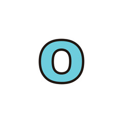 Fototapeta na wymiar Letter O blue, out geometric symbol simple logo vector