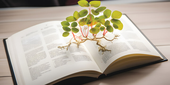 A science textbook open to a chapter on photosynthesis  created with generative AI