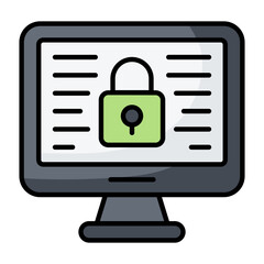 Computer Encryption Line Color Icon