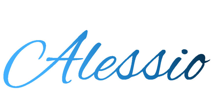 Alessio - light blue and blue color - male name - ideal for websites, emails, presentations, greetings, banners, cards, books, t-shirt, sweatshirt, prints	
