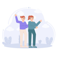 A Woman Is Greeting With A Woman -Hearing Disabilities Illustration