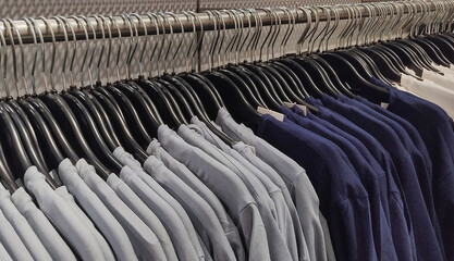 Row of Grey blue T-Shrit in store