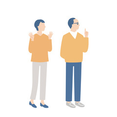 喜ぶシニア夫婦の全身イメージ