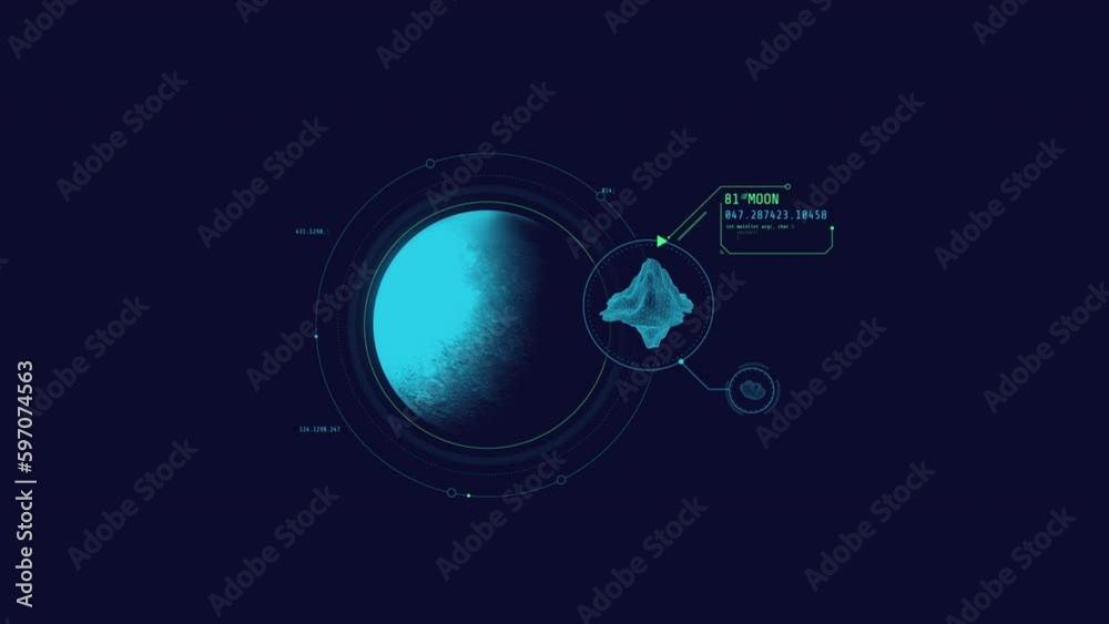 Canvas Prints looped animation of a moon detailed research hud element.