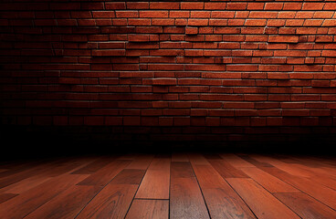 red brick wall texture and wood floor background