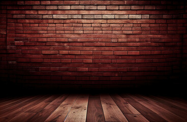 red brick wall texture and wood floor background