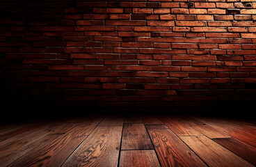 red brick wall texture and wood floor background