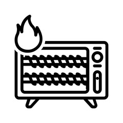Black line icon for Heater - obrazy, fototapety, plakaty
