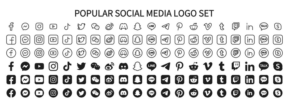 Social media icon set with simple expressions
