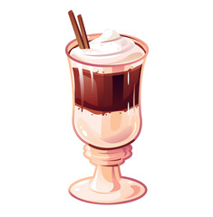 A cup of mocha coffee. Hot invigorating drink. Cartoon vector illustration.