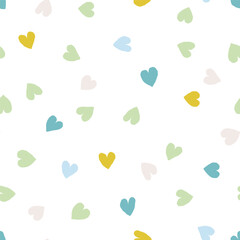 Cute seamless pattern with small hand drawn hearts. Vector hearted texture. Romantic background with small hearts