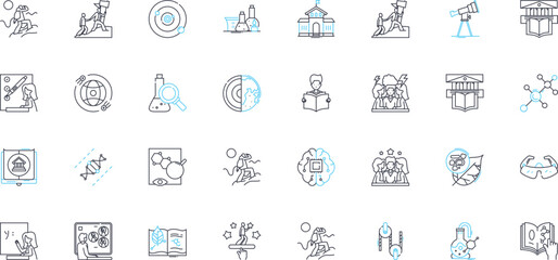 Institute linear icons set. Education, Research, Innovation, Experts, Scholarly, Training, Curriculum line vector and concept signs. Resources,Development,Professionalism outline Generative AI