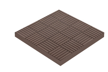 Building Concepts and Ideas. Brownish Square Pavement Road Stone Tile Sample Isolated Over White.