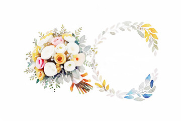 Various watercolor flowers, butterflies, roses, peonies