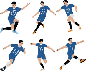 Fototapeta na wymiar football players vector. Soccer player in action. Set of soccer players. Vector illustration.