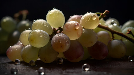 white grapes,  bokeh in the background, nature background. Generative ai