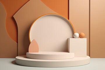minimalistic white table with a round object as the centerpiece. Generative AI